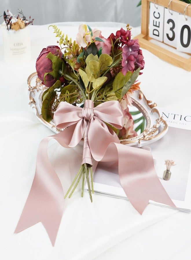 DINDOSAL Dusty Rose Ribbon 3 Inch Double Faced Satin Ribbon Sash Ribbon Thick Dusty Pink Silk Ribbon for Wedding Decor, Gift Wrapping, Party Favor, Flower Arrangement, Craft Supplies, Bows - 10Yards - Image 3